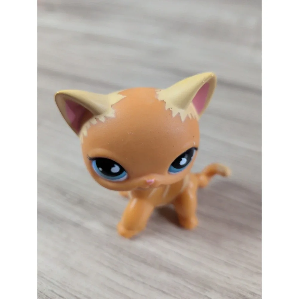 Littlest Pet Shop Orange Striped Puzzle Shorthair Cat Figure Blue Eyes 2006 RARE